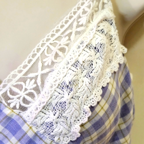 Listicle Lavender Multi-Color Plaid & Crochet Lace Mini Dress,Medium,NWT - Picture 10 of 16